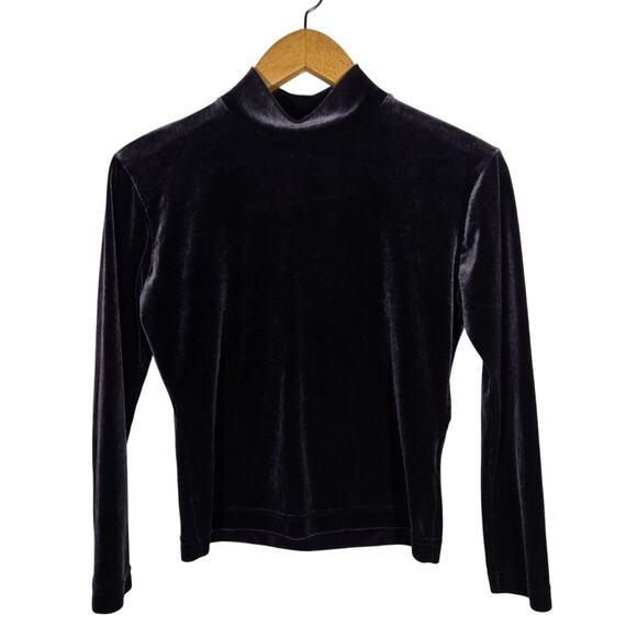 Vtg Tsunami Gray Purple Velvet Mock Neck Medium Witchy Whimsygoth Goth Emo - Picture 1 of 8